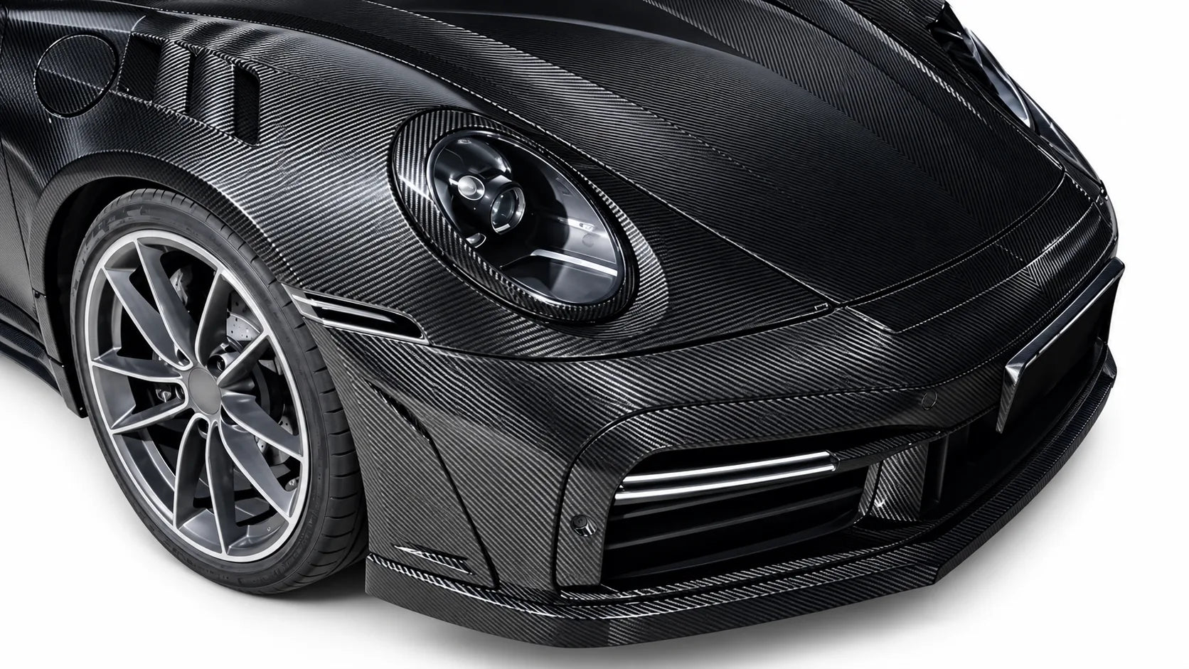 Porsche 911 Turbo S with exposed carbon fibre AA body kit, front